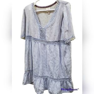 Knox Rose Light Blue Mini Dress with Eyelet Trim